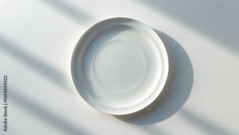Poster isolated empty round ceramic plate on white background with clipping path