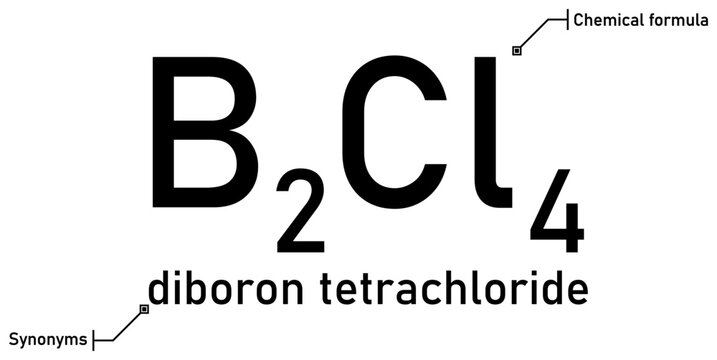Diboron tetrachloride chemical formula and synonyms with callout titles
