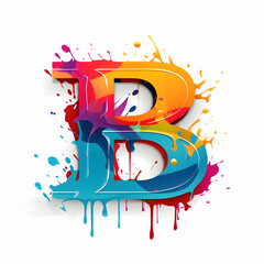 Vector logo with the letter "B" in graffiti style, bright colors on a white background,