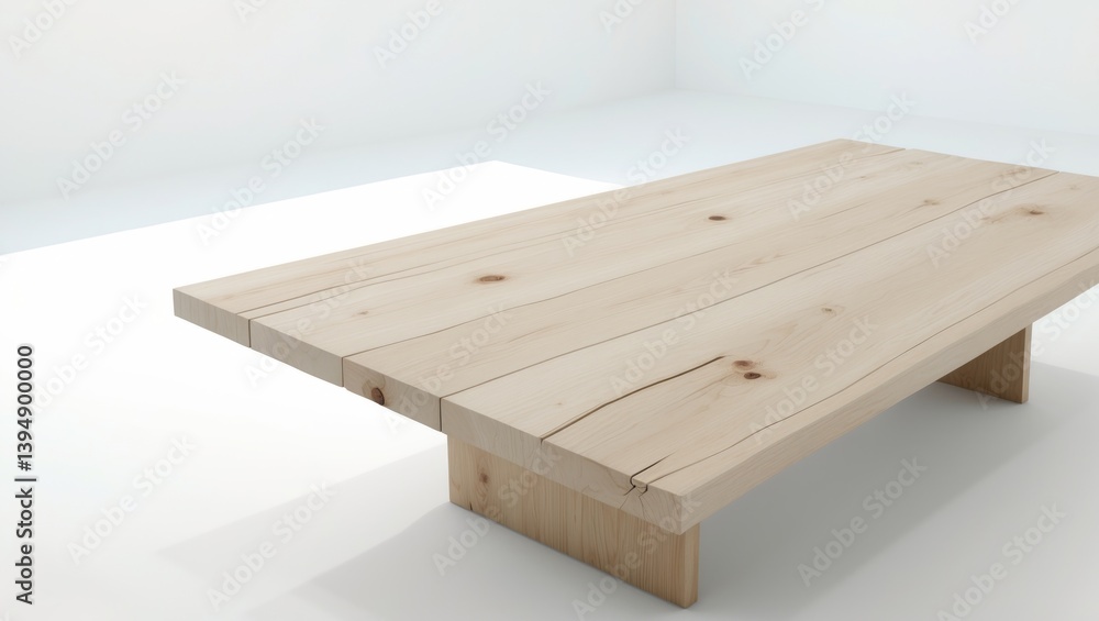 Poster light wooden table with an empty surface on a white background