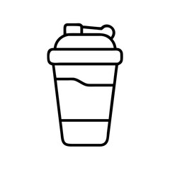 Outline protein shaker bottle vector icon for fitness nutrition and gym supplements drink container illustration