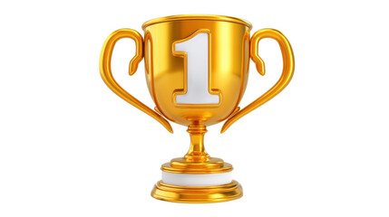 Gleaming golden trophy with the number 1 displayed symbolizing the success and accomplishment of a champion or winner in a competition or tournament