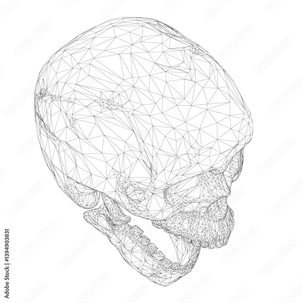 Poster a skull is shown in a black and white image. the skull is drawn in a very detailed and intricate man