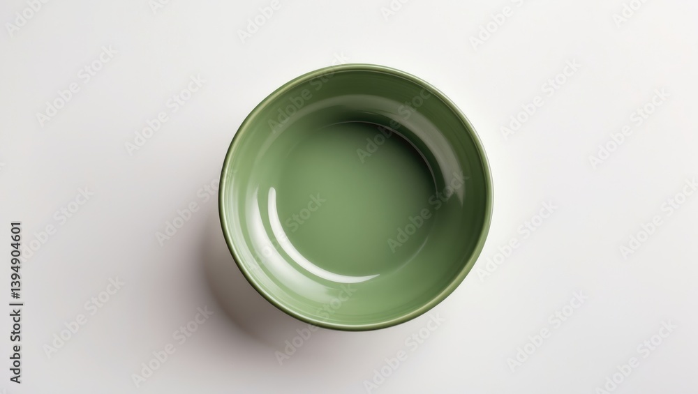 Poster isolated green ceramic bowl from above on white background with clipping path