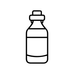 Medicine bottle outline vector drawing for medical supplies and pharmacy product packaging design element