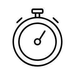 Stopwatch timer icon vector illustration, time measurement tool for sports and productivity, outline style