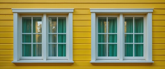 Fototapeta premium duo of windows on yellow wood