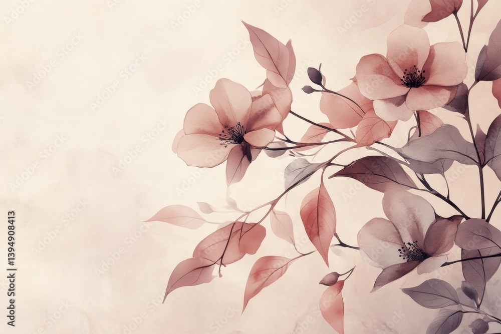 Poster elegant floral arrangement in watercolor style with soft pastel tones and a light background creatin