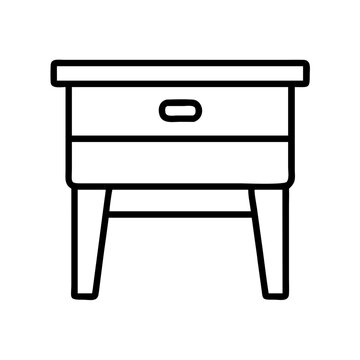 recommend clip art: Outline drawing of a nightstand table with drawer for bedroom furniture and home decor design concept vector