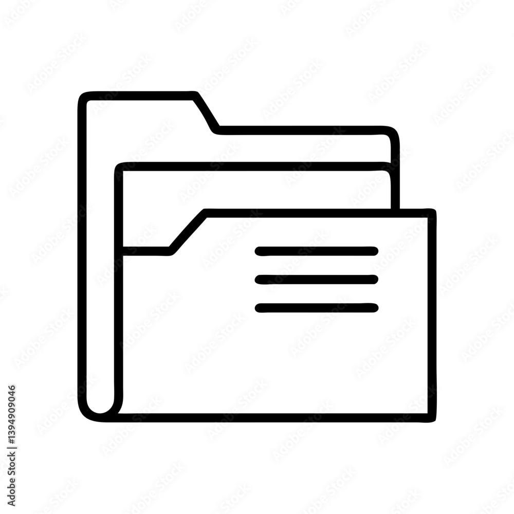 Poster folder document file icon vector illustration for data storage and organization management system de