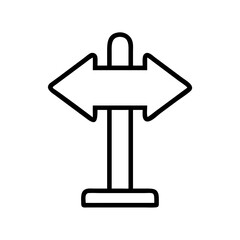 Fototapeta premium Directional signpost vector icon illustration with arrows pointing left and right for navigation design use