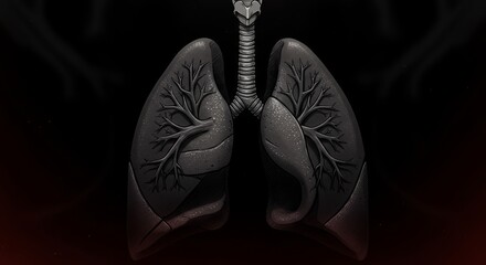Conceptual Illustration of Diseased Lungs and the Impact of Air Pollution