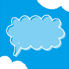 ちぎり絵のようにジワジワ滲んだラフなアウトラインの白い雲のようなフキダシ・フレームシリーズ。セリフや名札（ネーム）やワッペンに。ベクター素材