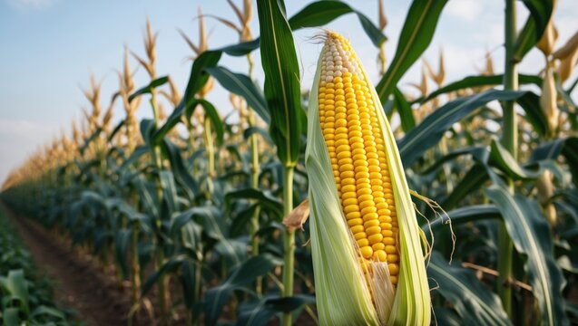 Corn on the plant in the field