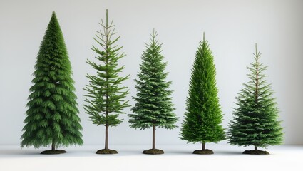 Obraz premium Balsam Fir and Thuja Collection Tree on Isolated White Background
