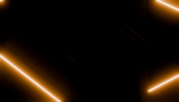 Fototapeta Abstract glowing orange lines on a black background creating a futuristic design.  3D rendering