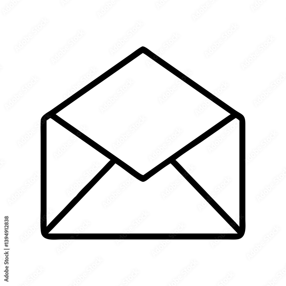 Poster open email envelope icon vector illustration for contact us page newsletter subscription and mail sy