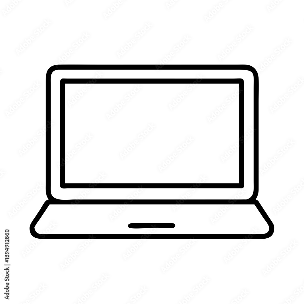 Poster laptop computer vector icon for technology and business presentation graphic design element and web 