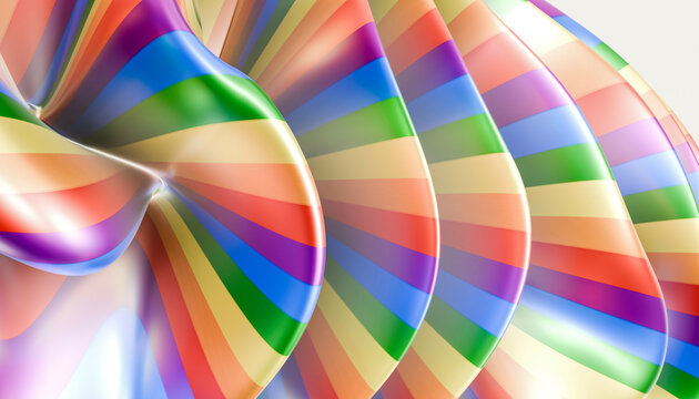 Colorful abstract rainbow spiral pattern with vibrant overlapping stripes and shades. Blender illustration