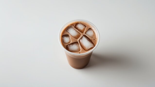 Iced Mocha presented on a white surface