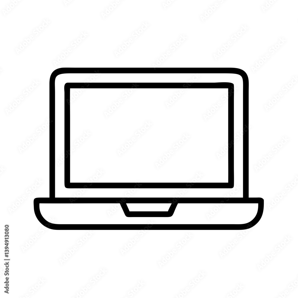 Poster laptop computer vector icon for technology and business use in web design and application developmen