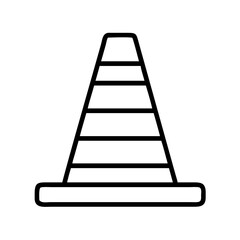 Traffic cone vector icon outline symbol for road construction safety and warning sign illustration design