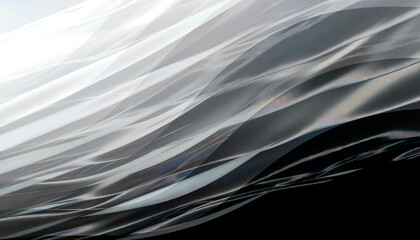 Abstract waves of white and gray blend seamlessly into a dark background. Blender 3D illustration