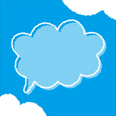 ちぎり絵のようにジワジワ滲んだラフなアウトラインの白い雲のようなフキダシ・フレームシリーズ。セリフや名札（ネーム）やワッペンに。ベクター素材