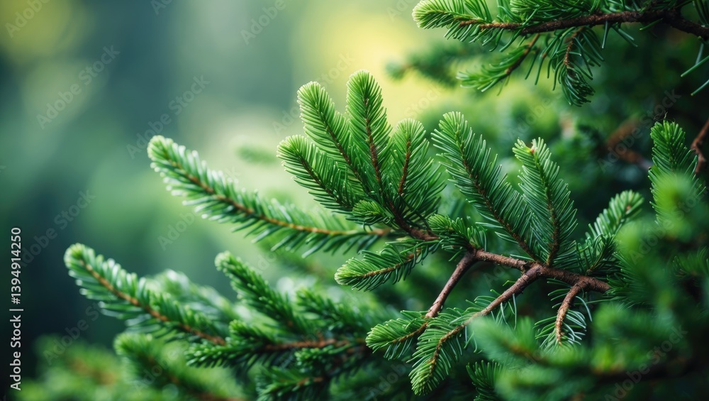 Poster background texture of fir tree branches. pine tree wallpaper concept with empty space.
