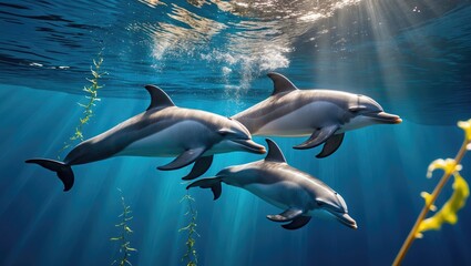 Obraz premium Underwater Common Bottlenose Dolphin