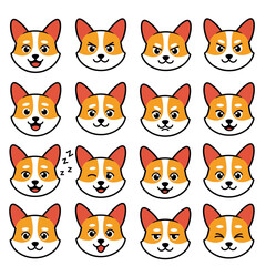 Fototapeta premium Corgi Face Expression Set Vector