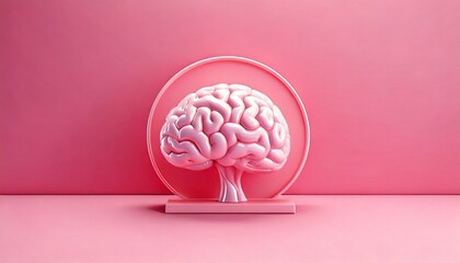 Exploring neuroplasticity the brain sculpture in a pink studio 3d art modern minimalist design