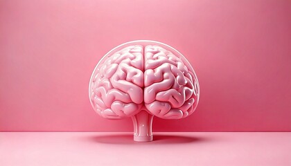 Exploring brain function and structure science exhibit 3d model pink background educational concept