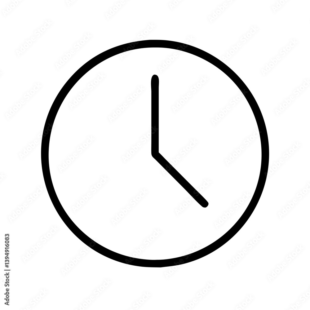 Poster clock time icon vector illustration showing hours and minutes for time management and scheduling app