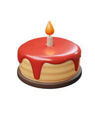 Colorful 3D birthday cake with a candle on top designed in a playful, clay-like style suitable for festive occasions