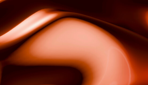 Smooth abstract waves of glossy chocolate brown and orange-red hues. Blender 3D illustration