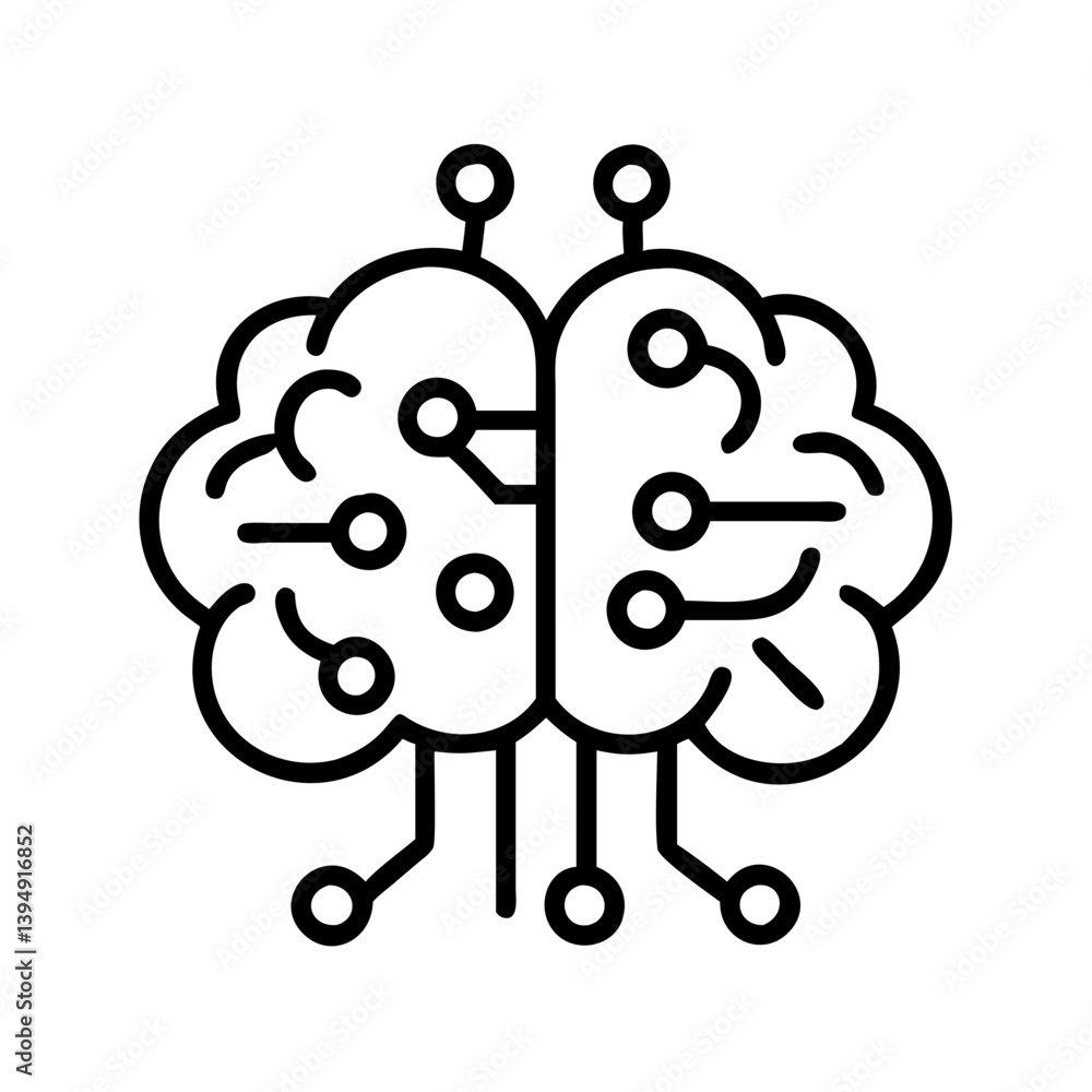 Poster artificial intelligence brain ai technology machine learning neural network concept vector design