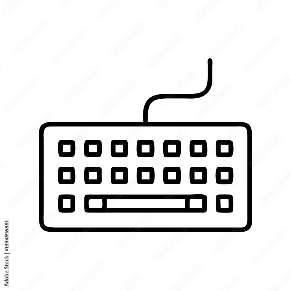 Poster keyboard vector icon for computer input device and typing hardware for pc and laptop accessories des