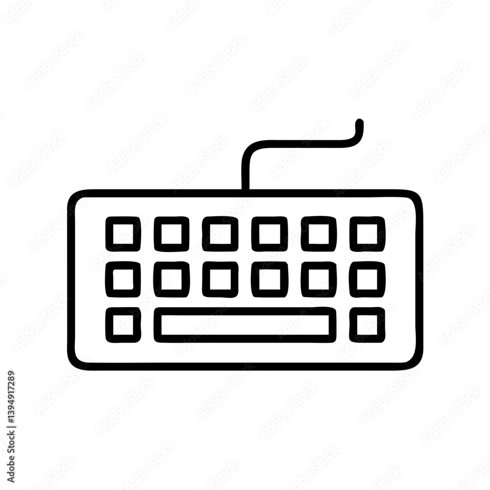 Poster hand drawn keyboard vector illustration for computer input device and technology concepts design wit