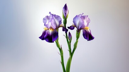 Iris floral branch with a white background