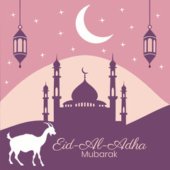 Eid al adha mubarak islamic festival instagram or social media banner template