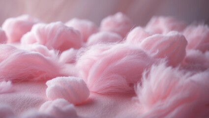 Fototapeta premium Vibrant pink fluffy cotton candy backdrop, gentle hue sugary candyfloss, abstract soft dessert surface