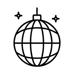 Disco ball vector icon illustration for party decoration and event design, isolated outline graphic style