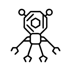 Outline alien robot vector illustration, futuristic droid character design for sci fi technology concept art