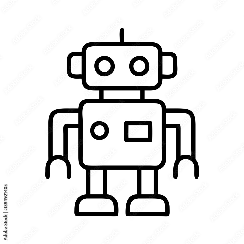 Aufkleber robot icon cute simple line drawing vector illustration for science and technology projects and desi