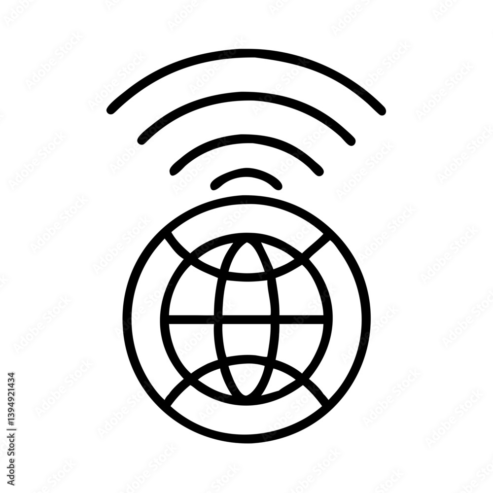 Poster globe internet connection worldwide web signal wireless network technology icon vector design x