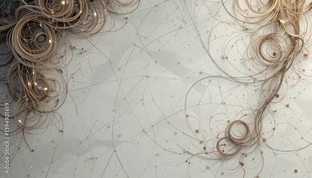 Poster Creative abstract composition of twisted lines and patterns studio setting digital artwork modern aesthetic high angle view artistic expression