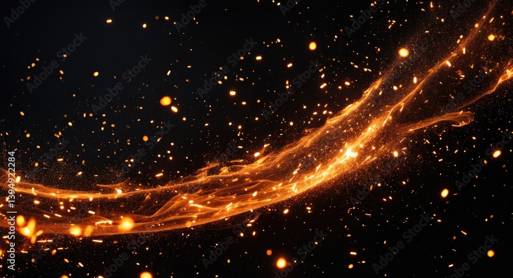 Poster abstract dark background with glittering fire particle lights