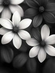 Fototapeta premium Monochrome floral elegance abstract art of grayscale flower blossom in a dark background design