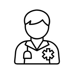 Doctor healthcare professional outline icon for medical assistance and emergency services vector design